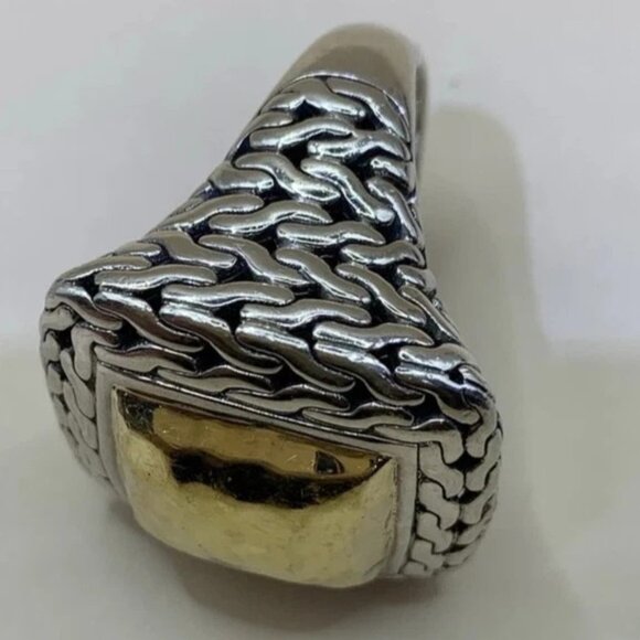John Hardy Women's Ring, Hammered 22k Gold .925 Silver, Size 4 (can be re-sized) - Picture 4 of 4
